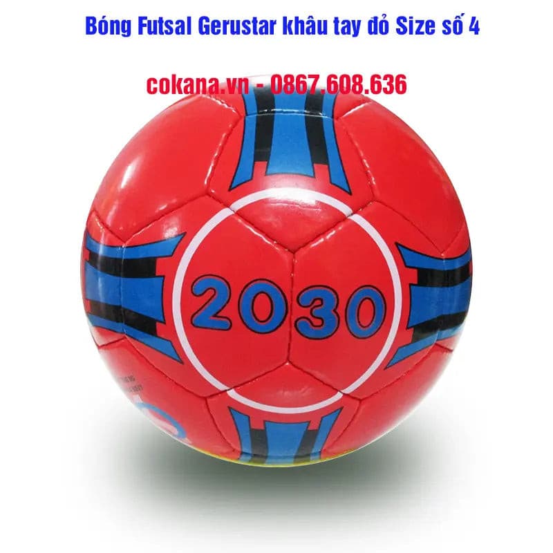 Bóng đá Gerustar Futsal 2030 khâu tay đỏ sân cỏ nhân tạo size số 4 - COKANA