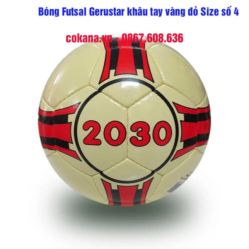 Bóng đá Gerustar Futsal 2030 khâu tay vàng đỏ sân cỏ nhân tạo size số 4 - COKANA