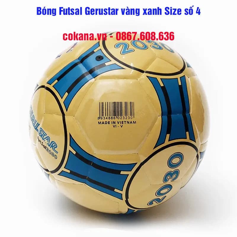Bóng đá Gerustar Futsal 2030 vàng xanh bích dán sân cỏ nhân tạo - COKANA