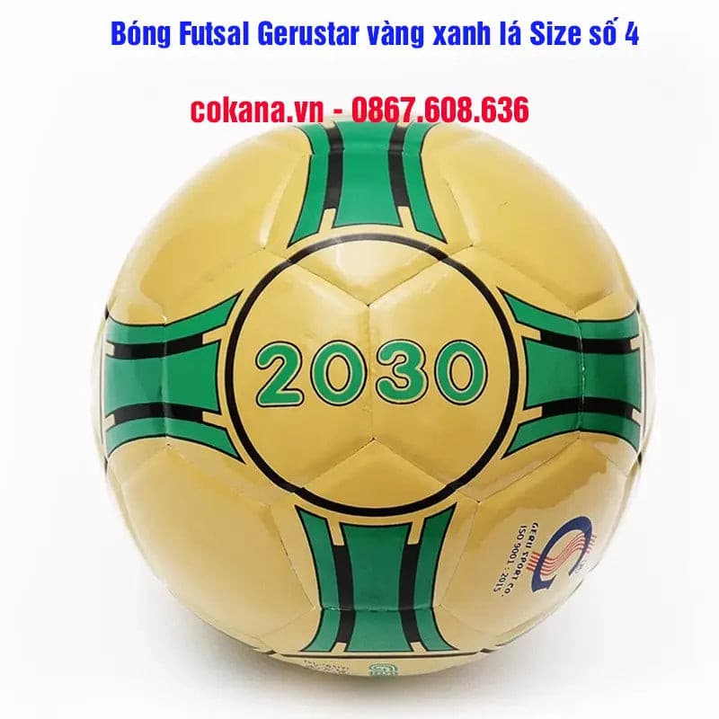 Bóng đá Gerustar Futsal 2030 vàng xanh lá dán sân cỏ nhân tạo - COKANA