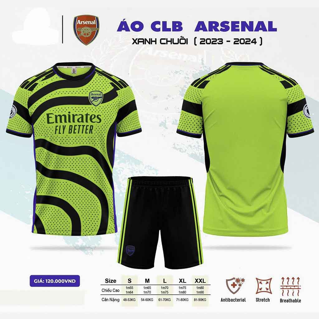 Quần áo bóng đá Arsenal thun lạnh DK 2023-24 - Xanh rêu / S Xanh rêu S - COKANA