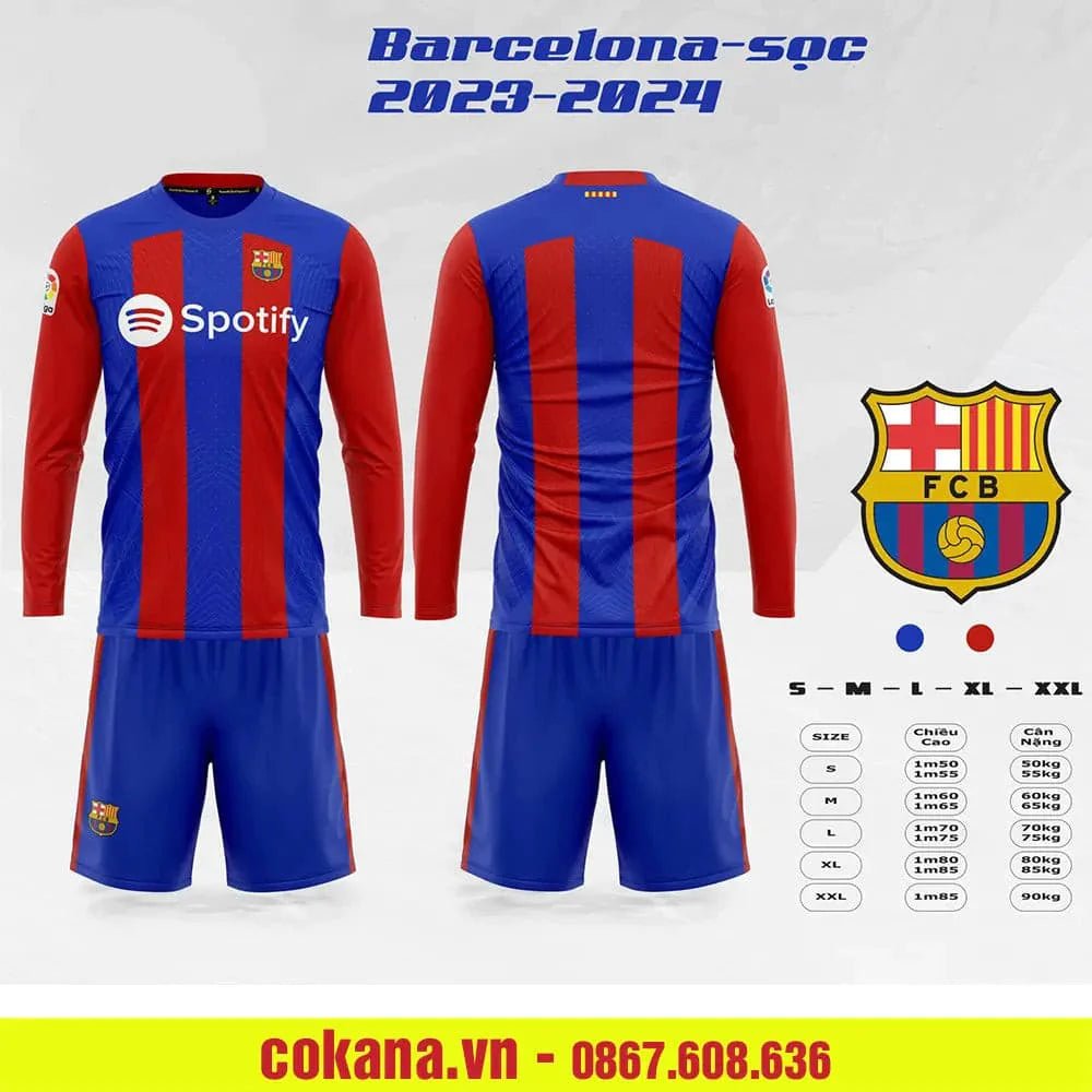 Quần áo bóng đá Barcelona Tay dài SV 2023-24 - Đen / S Đen S - COKANA