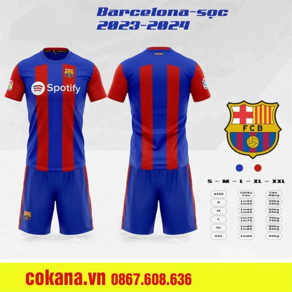 Quần áo bóng đá Barcelona thun lạnh SV - COKANA