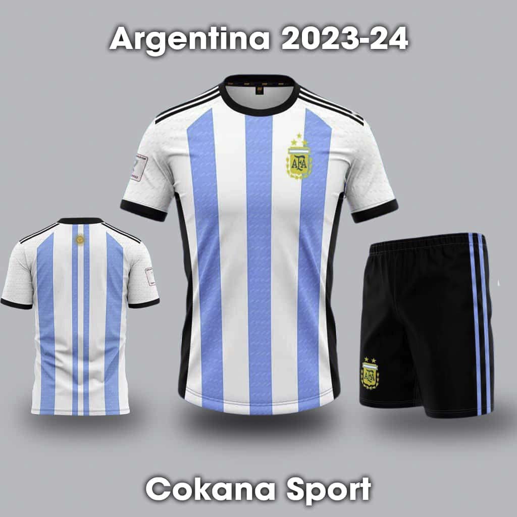 Quần áo bóng đá đội tuyển Argentina thun thái HD 2023-24 - Sọc trắng xanh galaxy / S Sọc trắng xanh galaxy S - COKANA