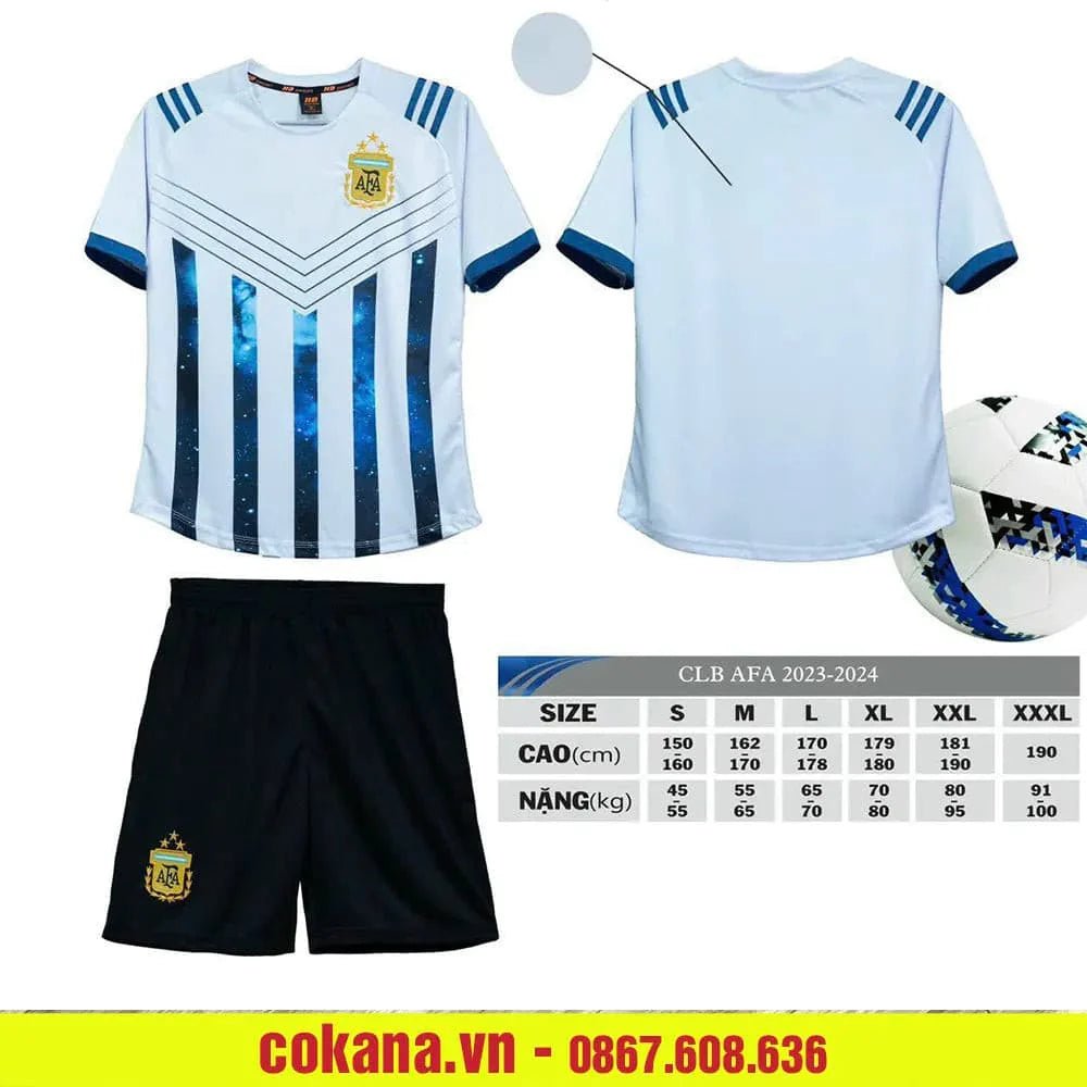 Quần áo bóng đá đội tuyển Argentina thun thái HD 2023-24 - Sọc trắng xanh galaxy / S Sọc trắng xanh galaxy S - COKANA