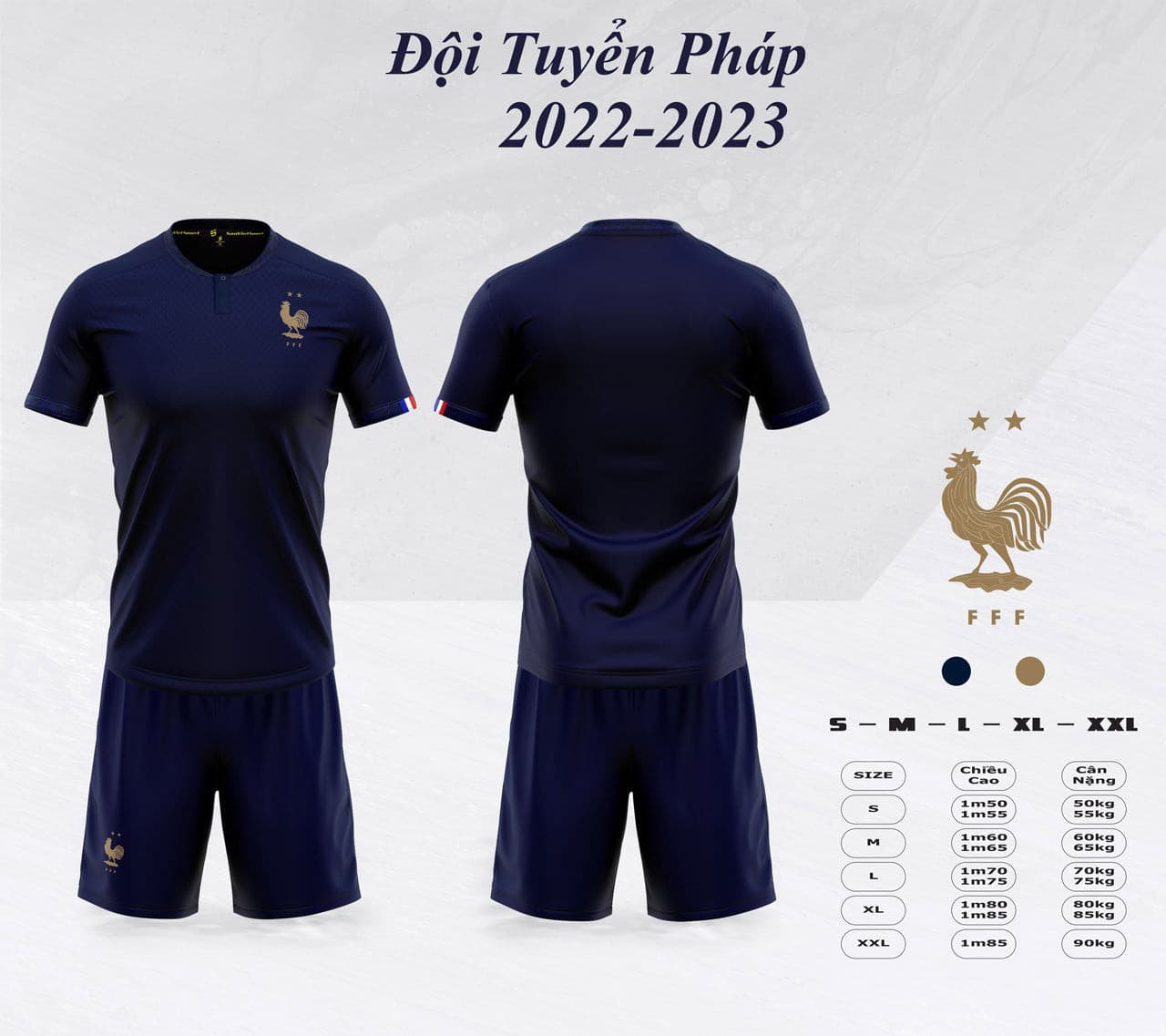 Quần áo bóng đá đội tuyển Pháp France 2023-24 thun lạnh Sao Viêt - COKANA
