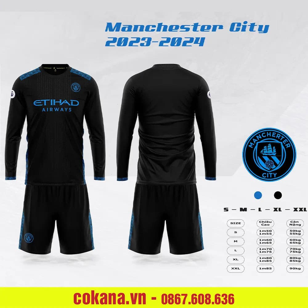 Quần áo bóng đá Mc Mancity tay dài thun lạnh SV 2023-24 - COKANA