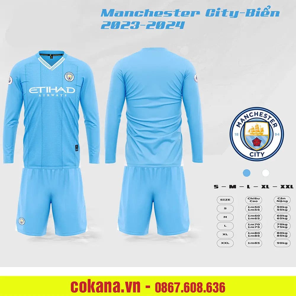 Quần áo bóng đá Mc Mancity tay dài thun lạnh SV 2023-24 - COKANA