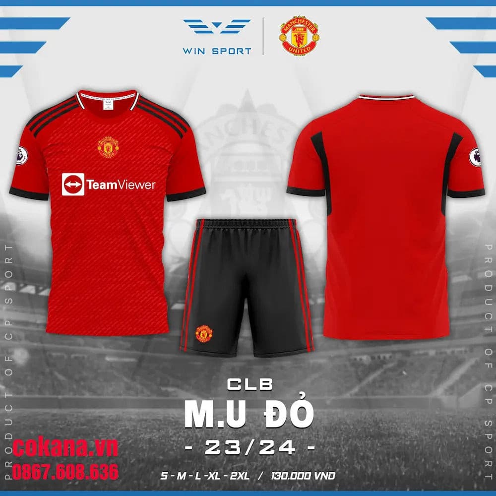 Quần áo bóng đá Mu Manchester United thun lạnh CP Win Sport 2023-24 - Đỏ / S Đỏ S - COKANA