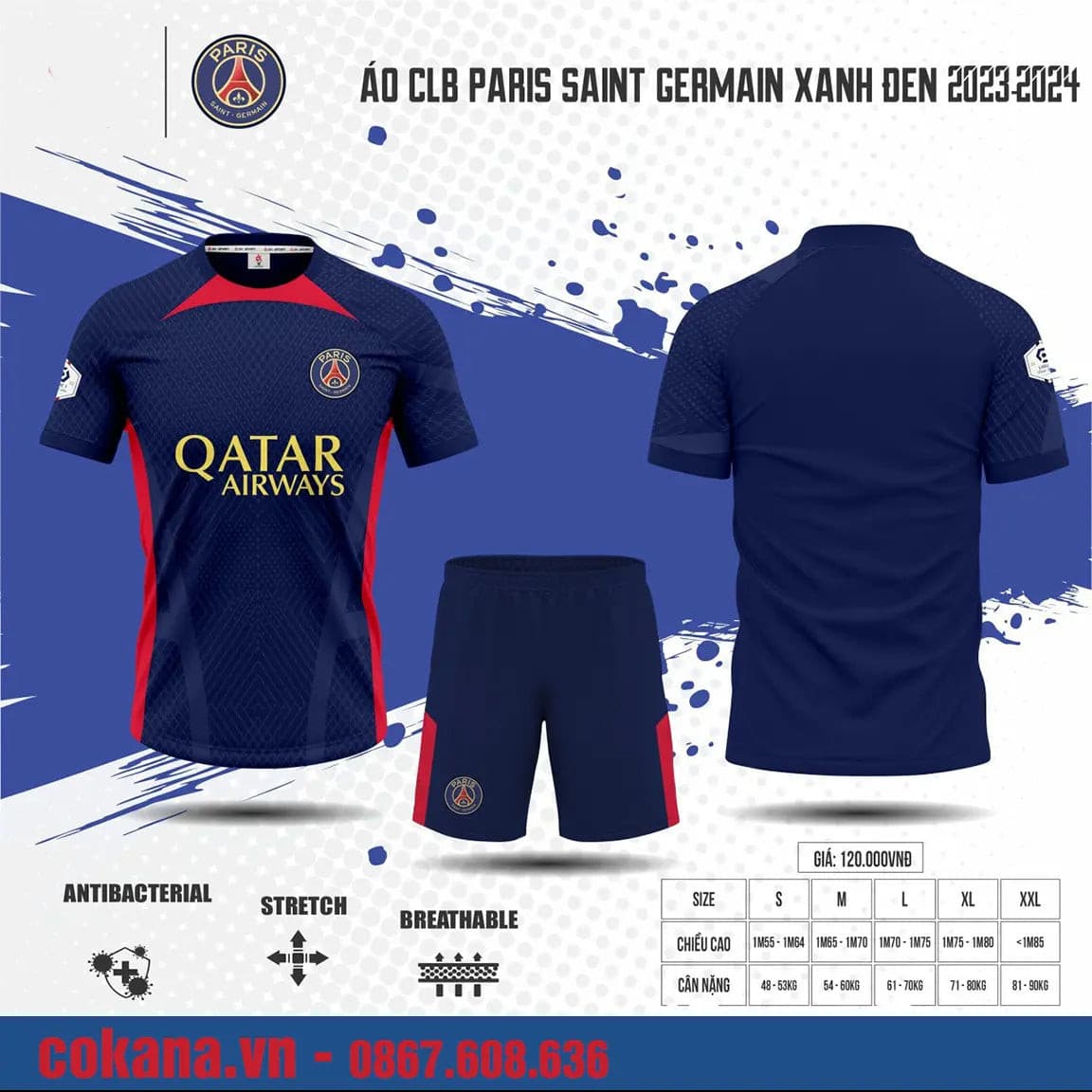 Quần áo bóng đá PSG Paris Saint Germain DK 2023-24 - COKANA