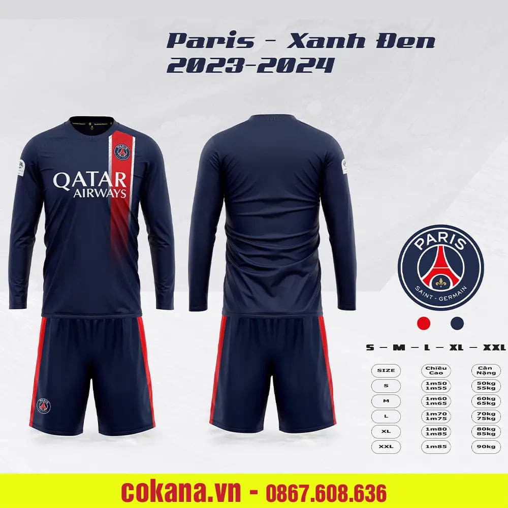 Quần áo bóng đá PSG Paris tay dài thun lạnh 2023-24 - COKANA