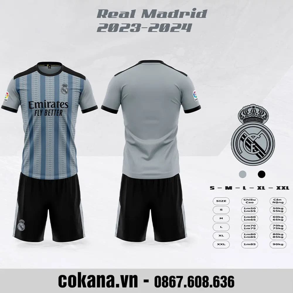 Quần áo bóng đá Real Madrid thun lạnh SV 2023-24 - COKANA