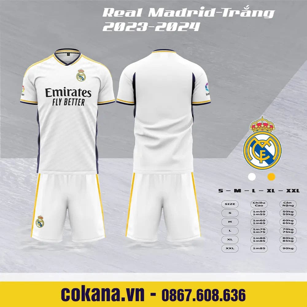 Quần áo bóng đá Real Madrid thun lạnh SV 2023-24 - COKANA