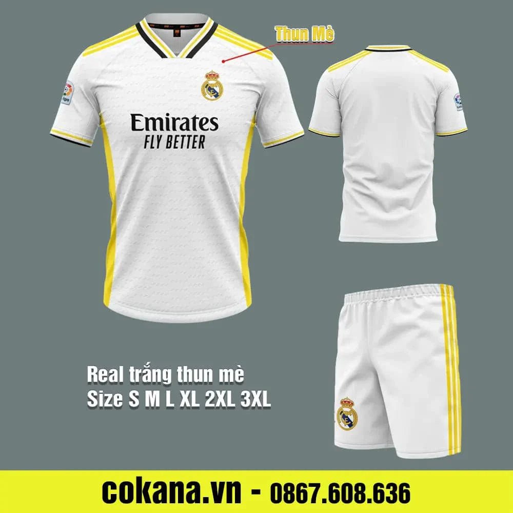 Quần áo bóng đá Real Madrid thun Thái 2023-24 - COKANA