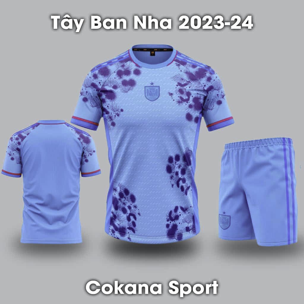 Quần áo bóng đá Tây Ban Nha thun thái HD 2023-24 - Xanh / S Xanh S - COKANA