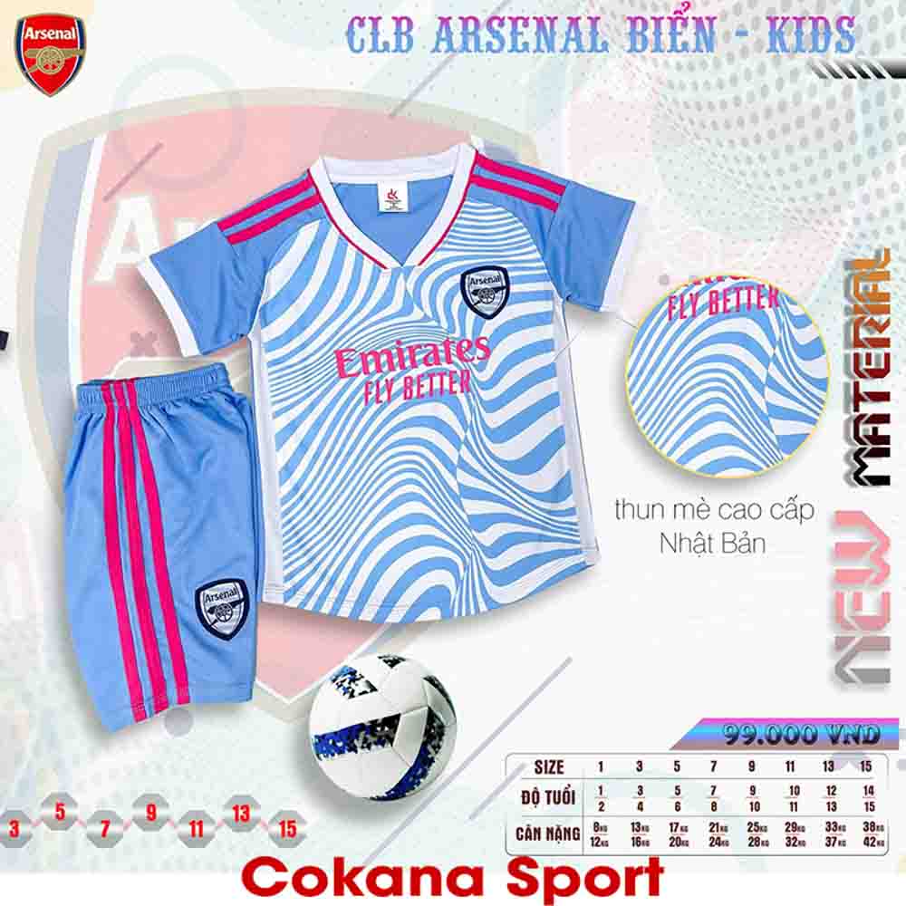 Quần áo bóng đá trẻ em Arsenal thun mè cao cấp DK - COKANA