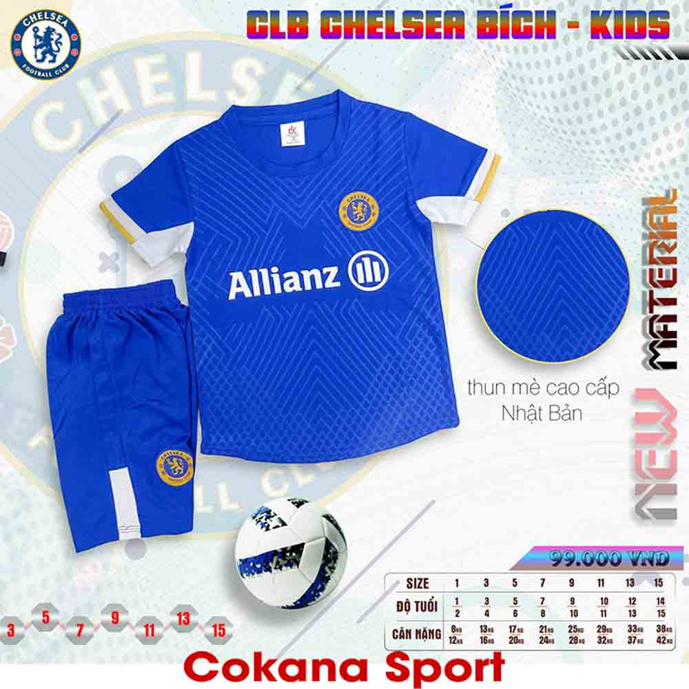 Quần áo bóng đá trẻ em Chelsea thun mè cao cấp DK - COKANA