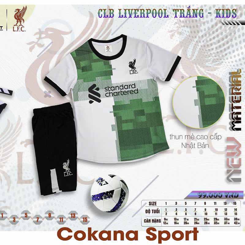 Quần áo bóng đá trẻ em Liverpool thun mè cao cấp DK - COKANA