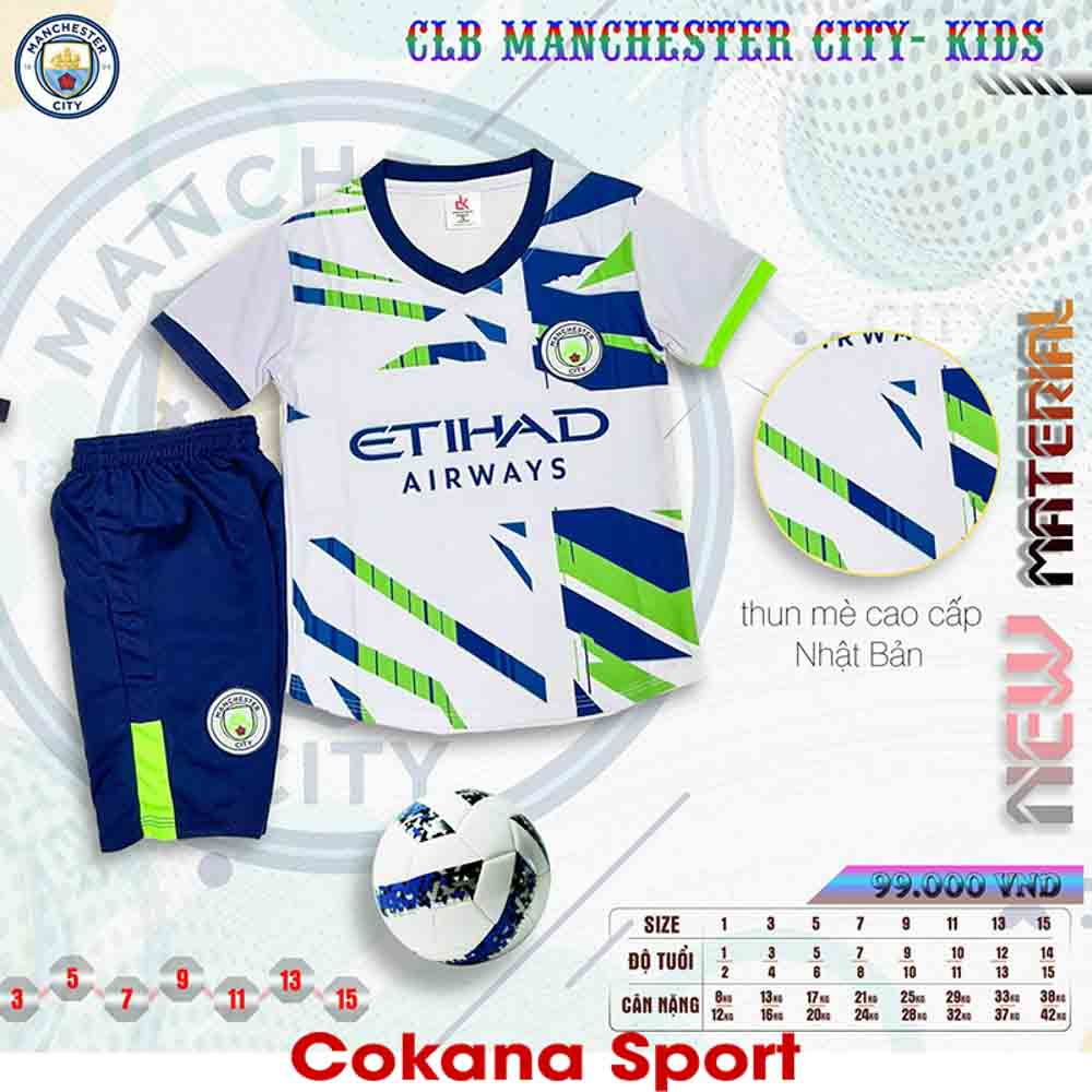 Quần áo bóng đá trẻ em Manchester City đen thun mè cao cấp DK - COKANA
